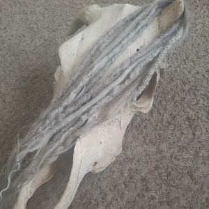 20 inch Dreadlocks in silver gray and lilac